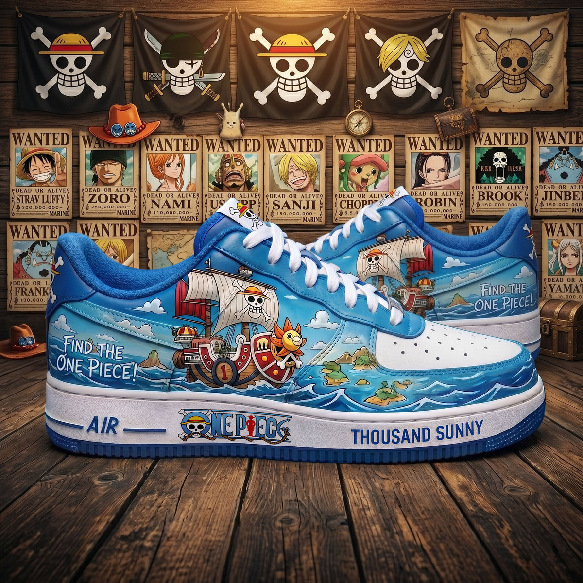 Blue Ocean Adventure Custom Sneakers - Custom Character Low Top Streetwear Shoes