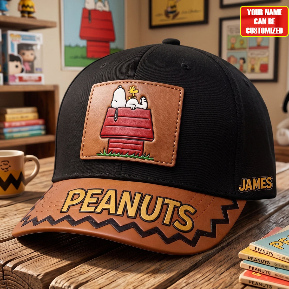 Red Doghouse Puppy Cap - Custom Name Vintage Cartoon Hat