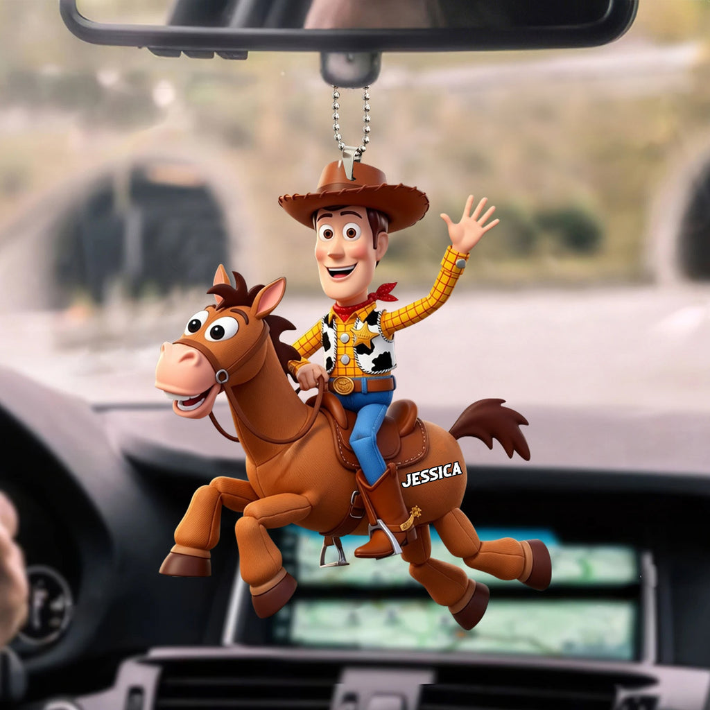 Happy Cowboy Ride Personalized Name Car Ornament