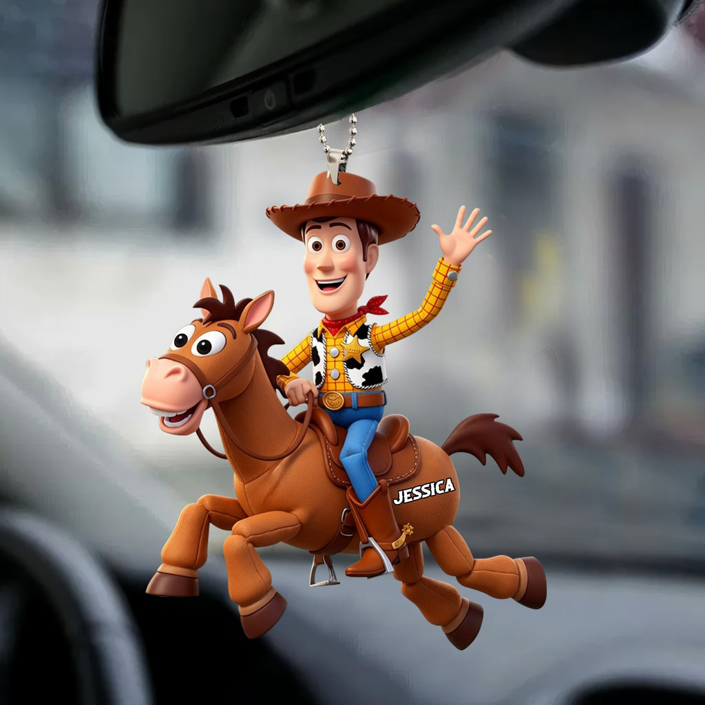 Happy Cowboy Ride Personalized Name Car Ornament