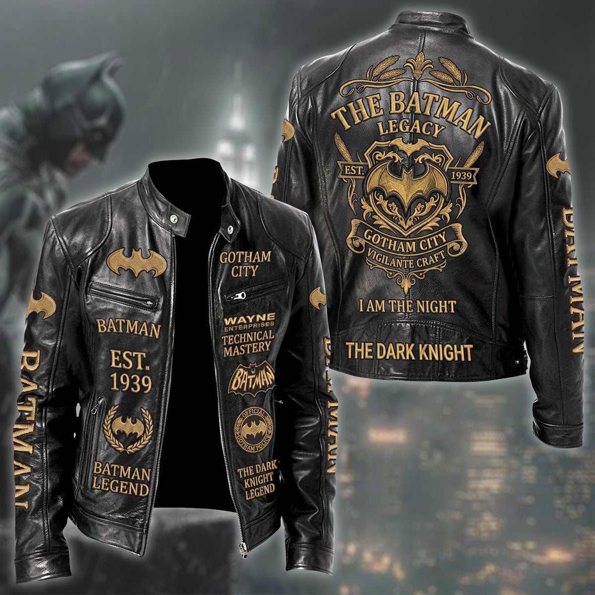 Dark Knight Est.1939 Vintage Collar Leather Jacket