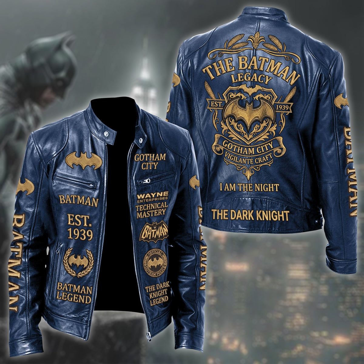 Dark Knight Est.1939 Vintage Collar Leather Jacket