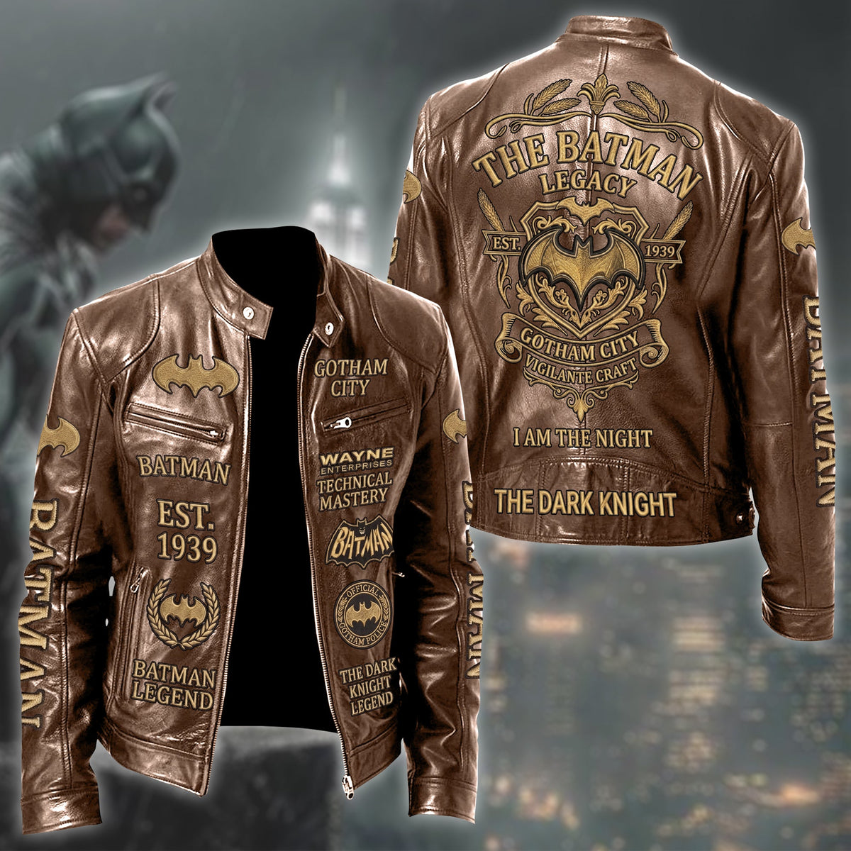 Dark Knight Est.1939 Vintage Collar Leather Jacket