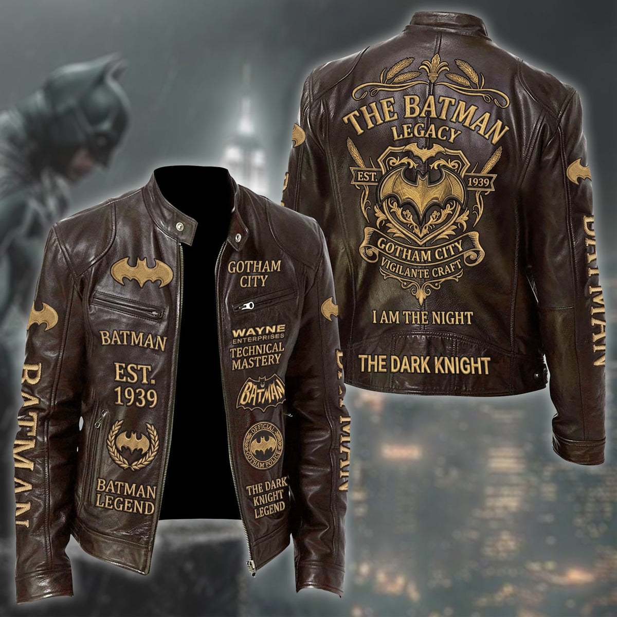 Dark Knight Est.1939 Vintage Collar Leather Jacket