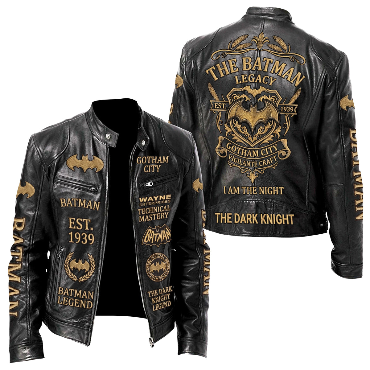 Dark Knight Est.1939 Vintage Collar Leather Jacket