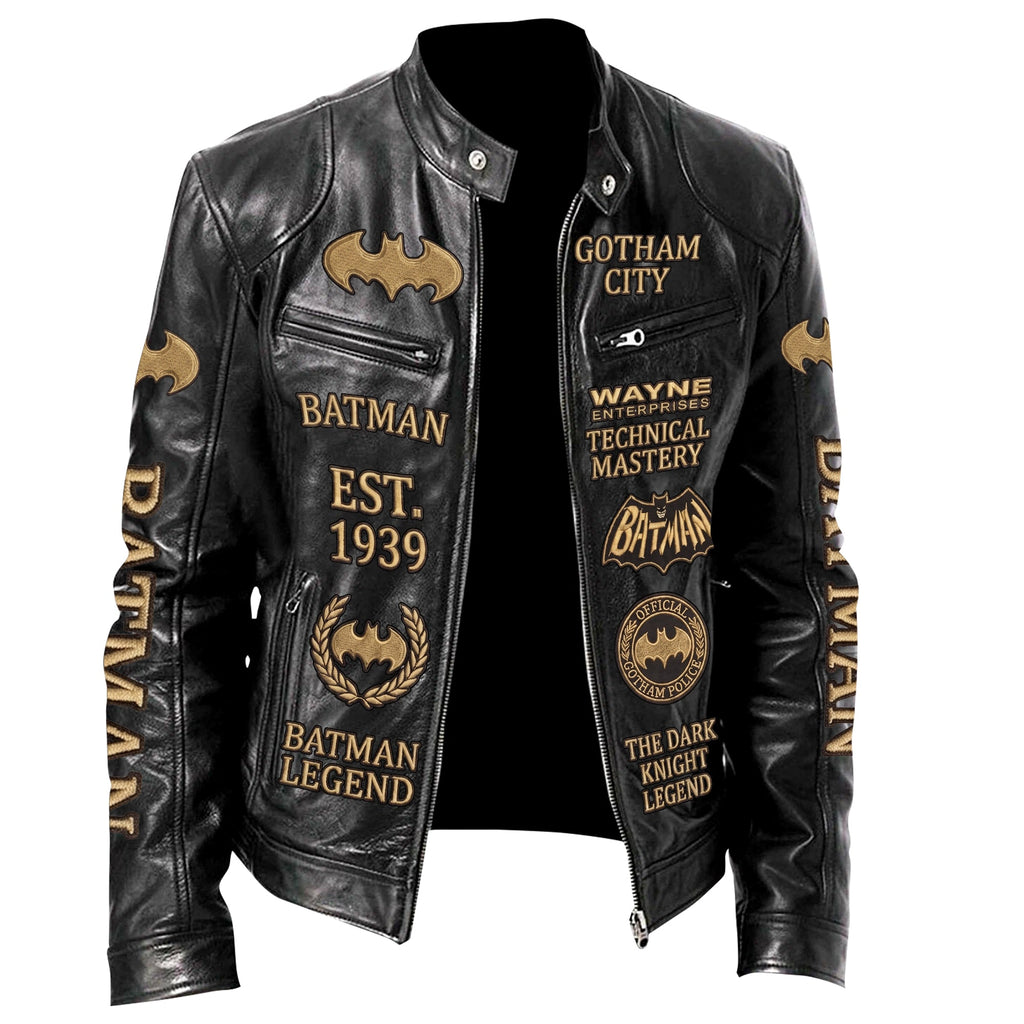 Dark Knight Est.1939 Vintage Collar Leather Jacket