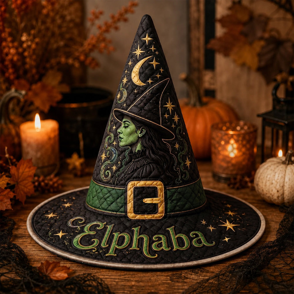 Enchanted Friendship - Personalized Halloween Character Quilt Witch Hat