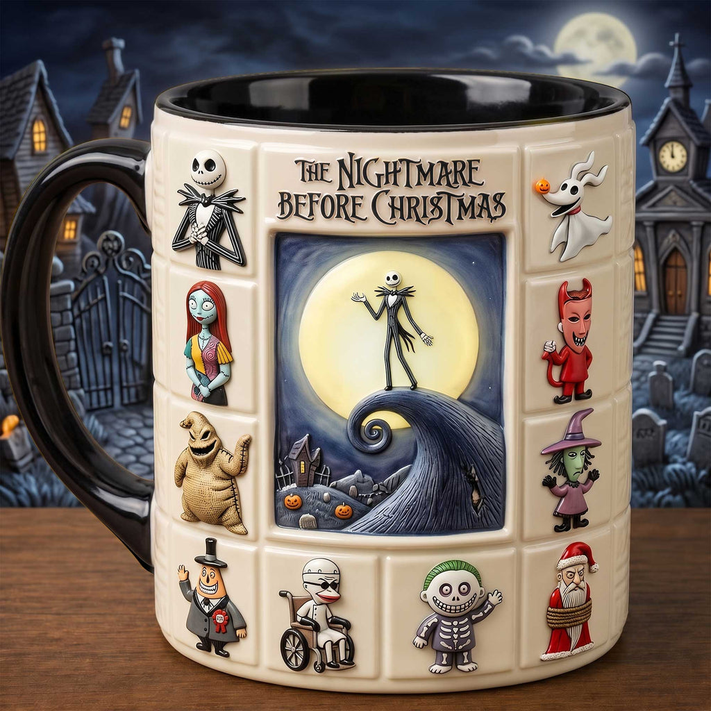Gothic Pumpkin King & Friends Mug – Spooky Holiday Character Coffee Cup