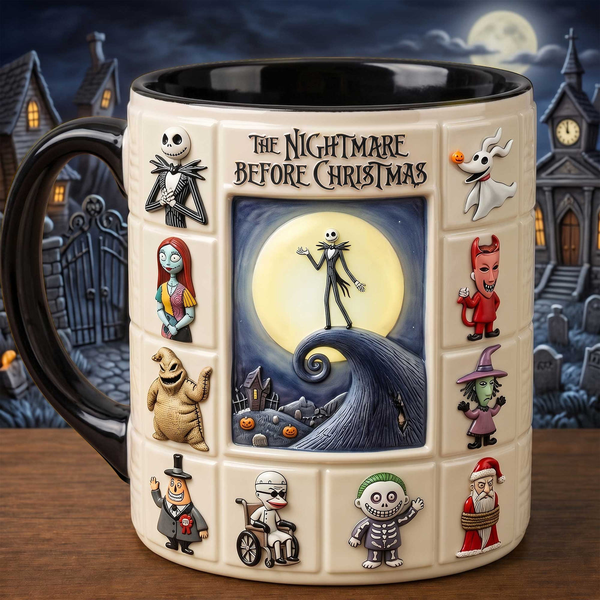 Gothic Pumpkin King & Friends Mug – Spooky Holiday Character Coffee Cup