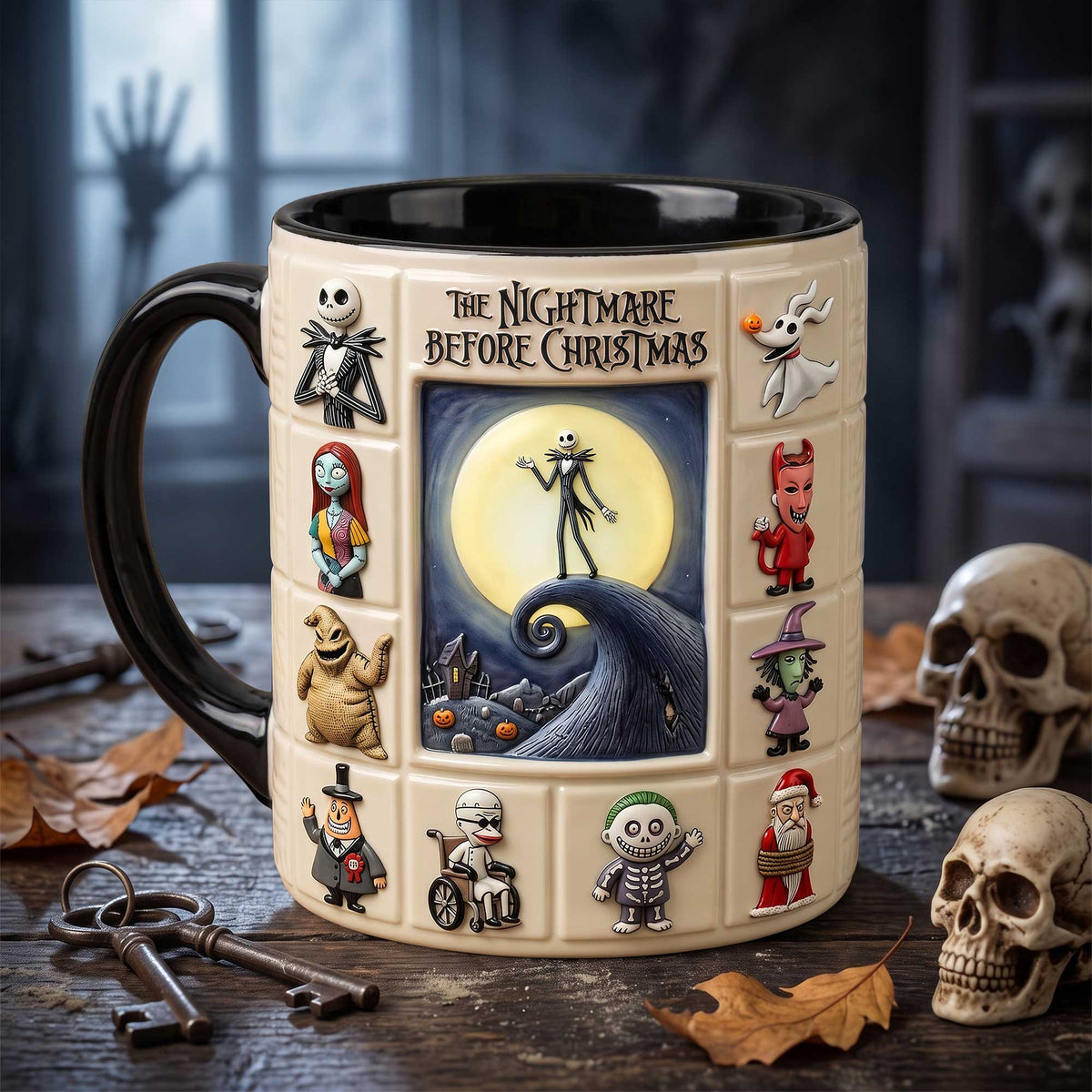 Gothic Pumpkin King & Friends Mug – Spooky Holiday Character Coffee Cup