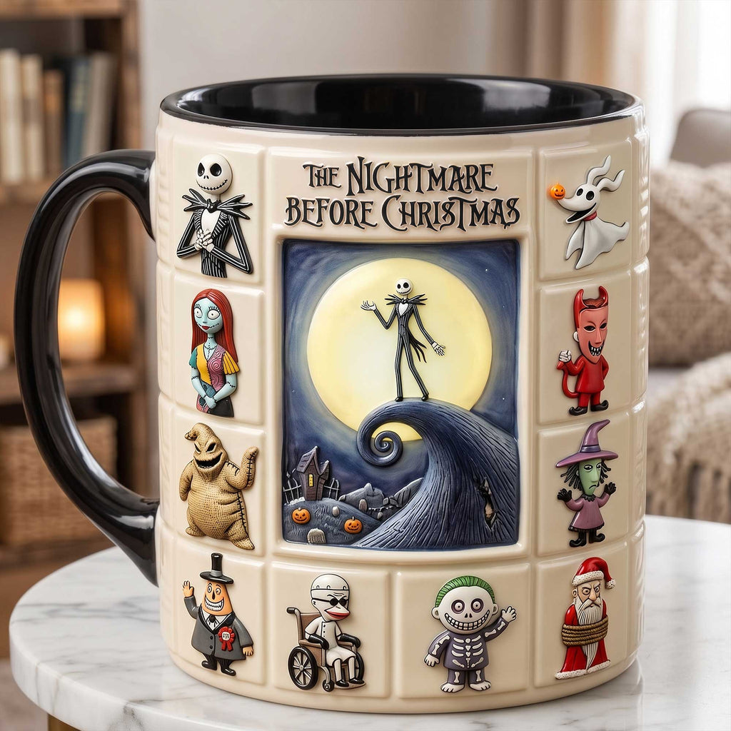 Gothic Pumpkin King & Friends Mug – Spooky Holiday Character Coffee Cup