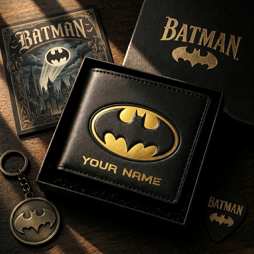 Personalized Dark Knight V2 Leather Wallet , Leather Gift , Father Day Gifts , Holiday Gift