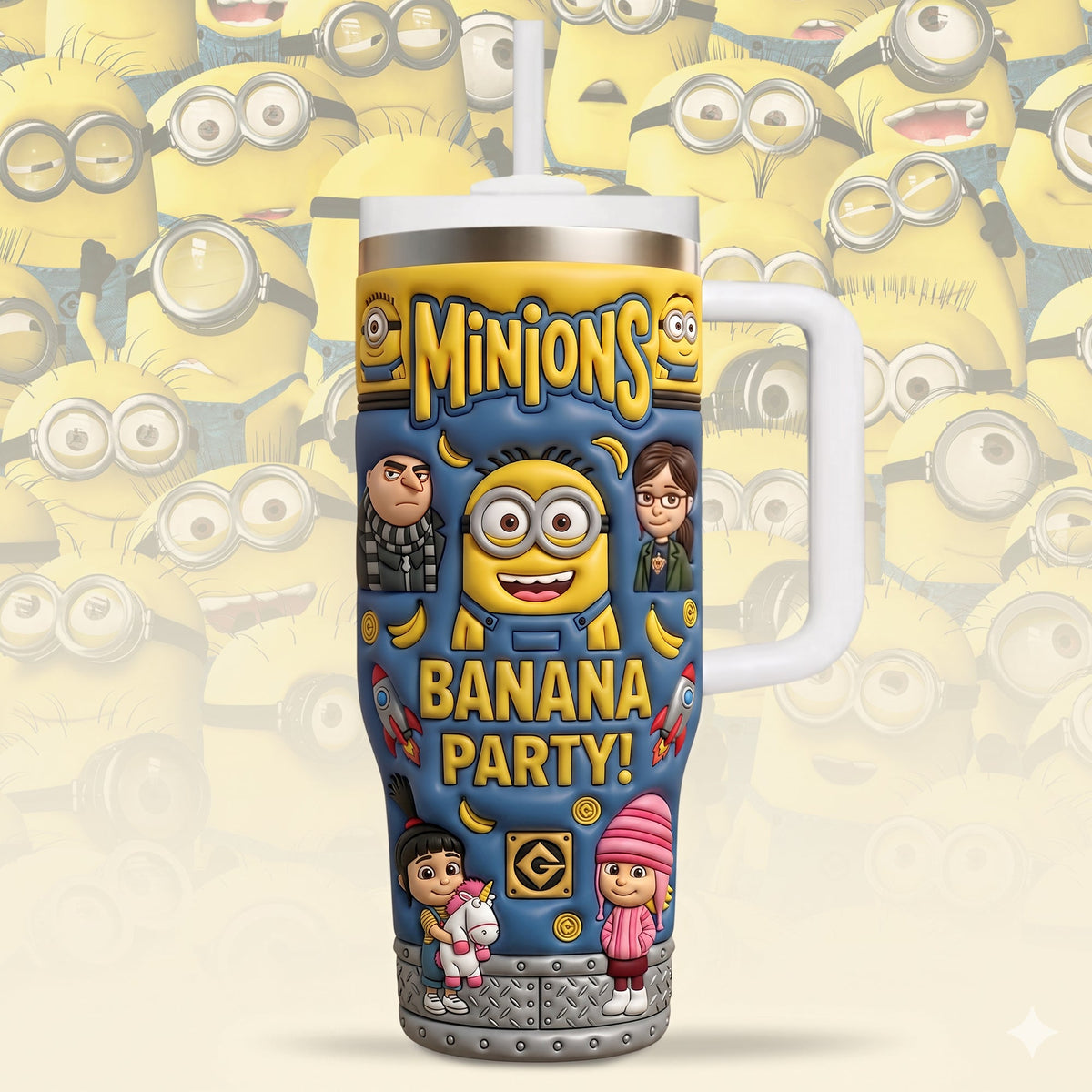 Yellow Banana Friends - Cartoon Party Tumbler With Handle