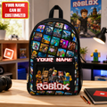Block Game Backpack with Custom Name – Kids School Bag, Gamer Birthday Gift