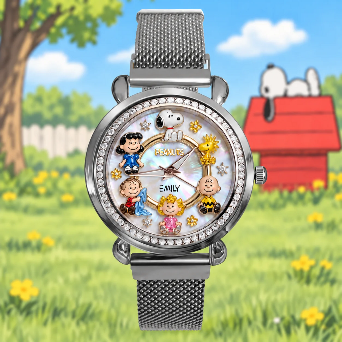Custom Cute Puppy & Friends Handwatch - Personalized Classic Comic Watch