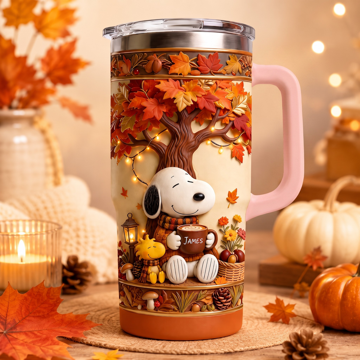 Autumn Comic Friends Tumbler - Personalized Cute Puppy Insulated Tumbler
