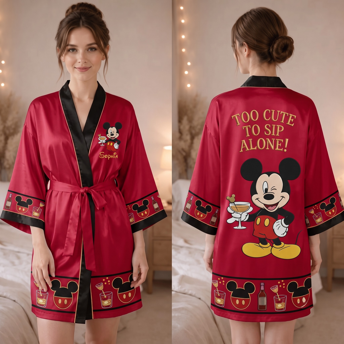 To Cute To Sip Alone - Personalized Magic Mouse Satin Robe