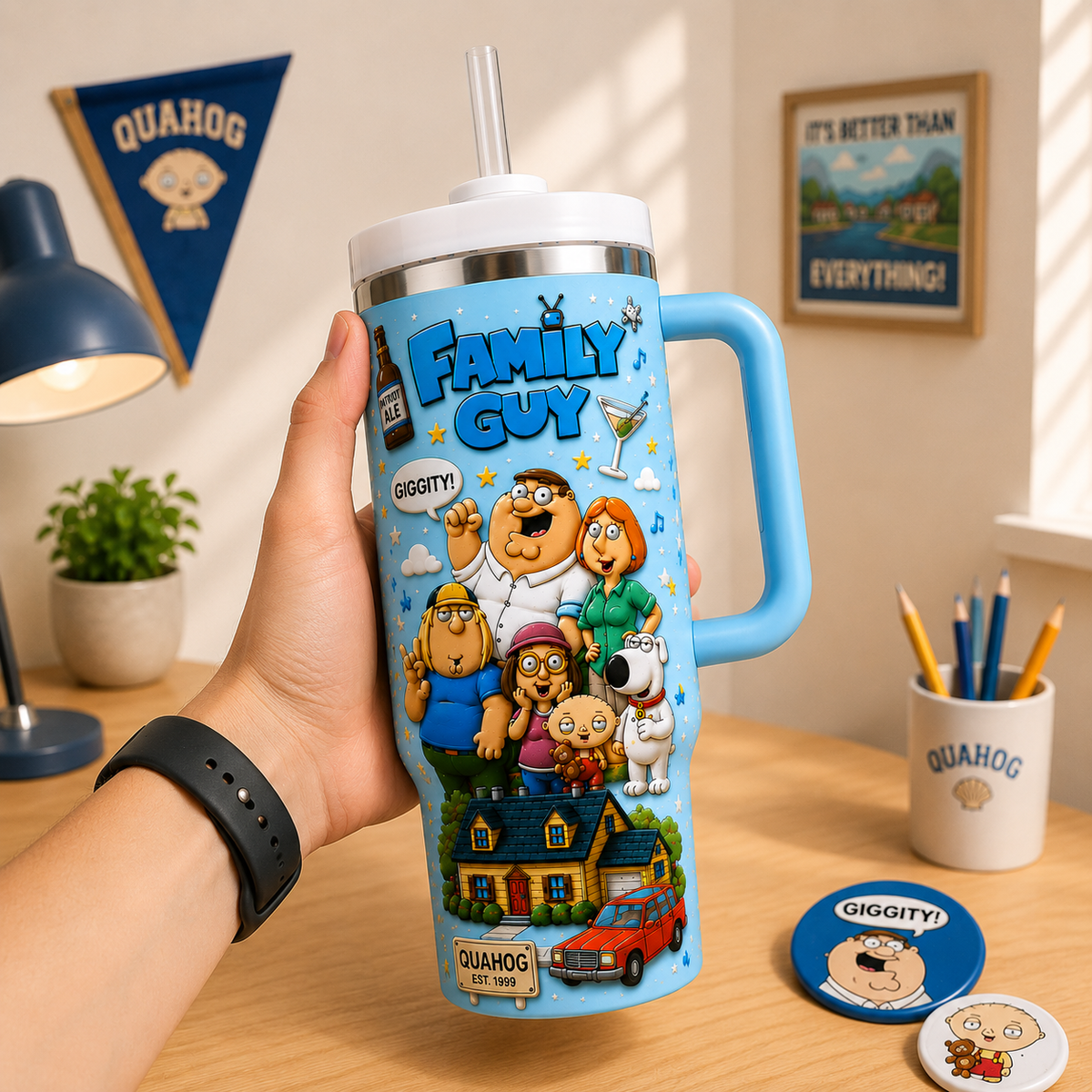 Custom Cartoon Family Tumbler – Personalized Tumbler With Handle