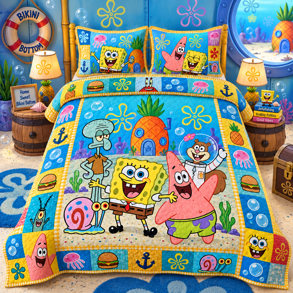 Classic Sea Friends Quilt Set – Cozy Cartoon Bedding Gift
