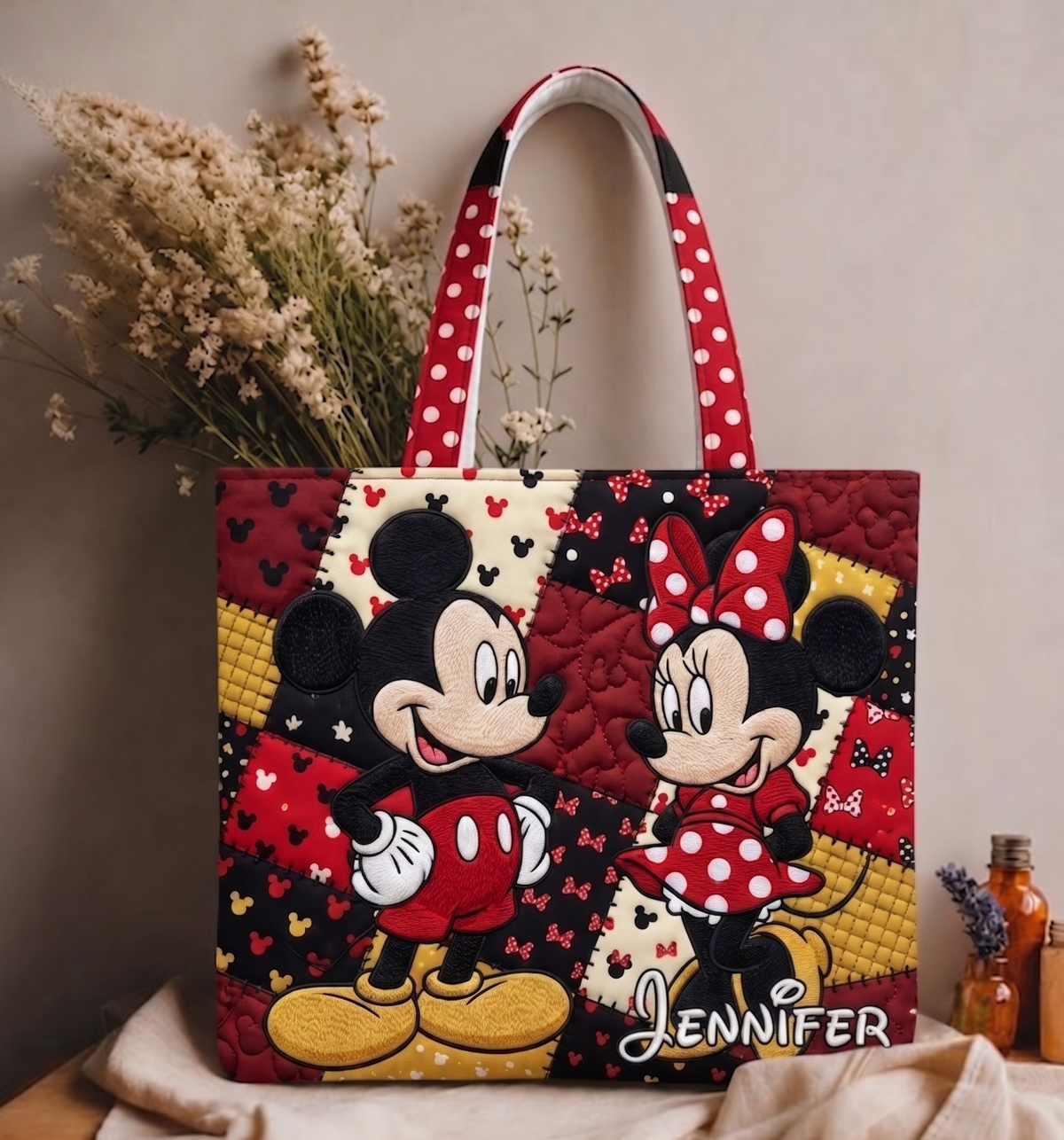 Classic Magic Mouse & Friends Bag - Personalized Quilted Tote Bag