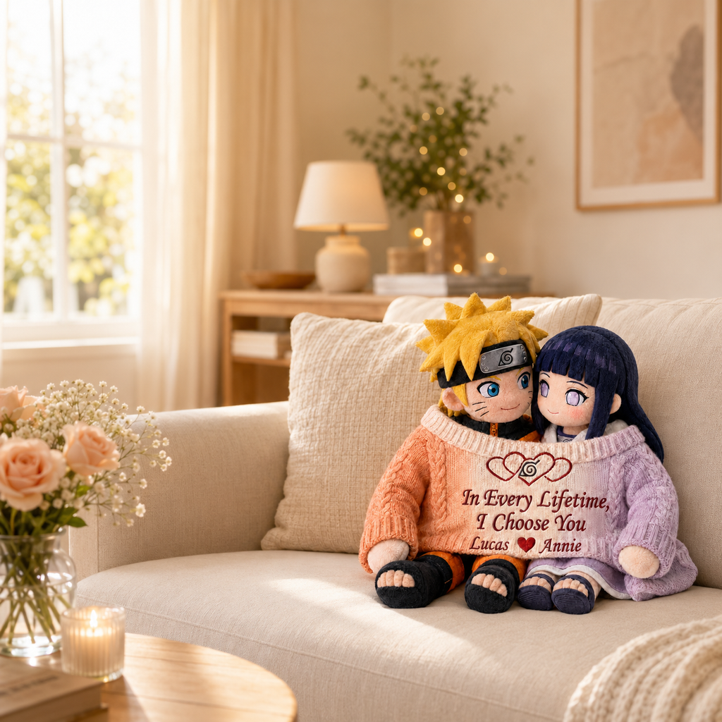 Ninja Couple - Personalized Mouse Faux Fur Shaped Pillow