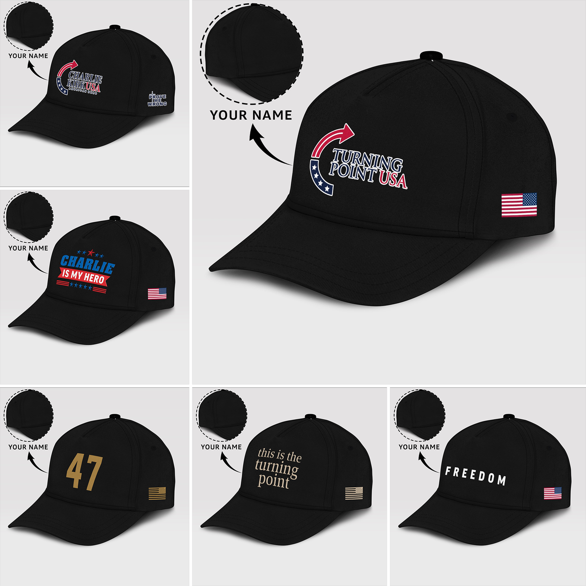 Charlie Kirk Print Baseball Cap