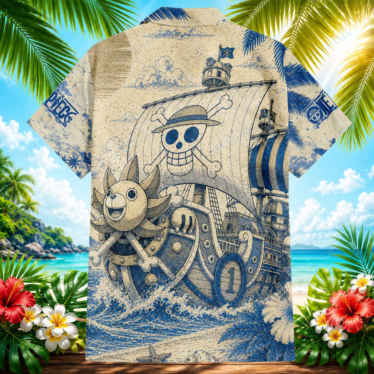 Blue Sea Adventure - Anime Pirate Hawaiian Shirt
