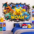 Personalized Electric Monster Battle 3D Wall Decal – Custom Name Gaming Bedroom Decor