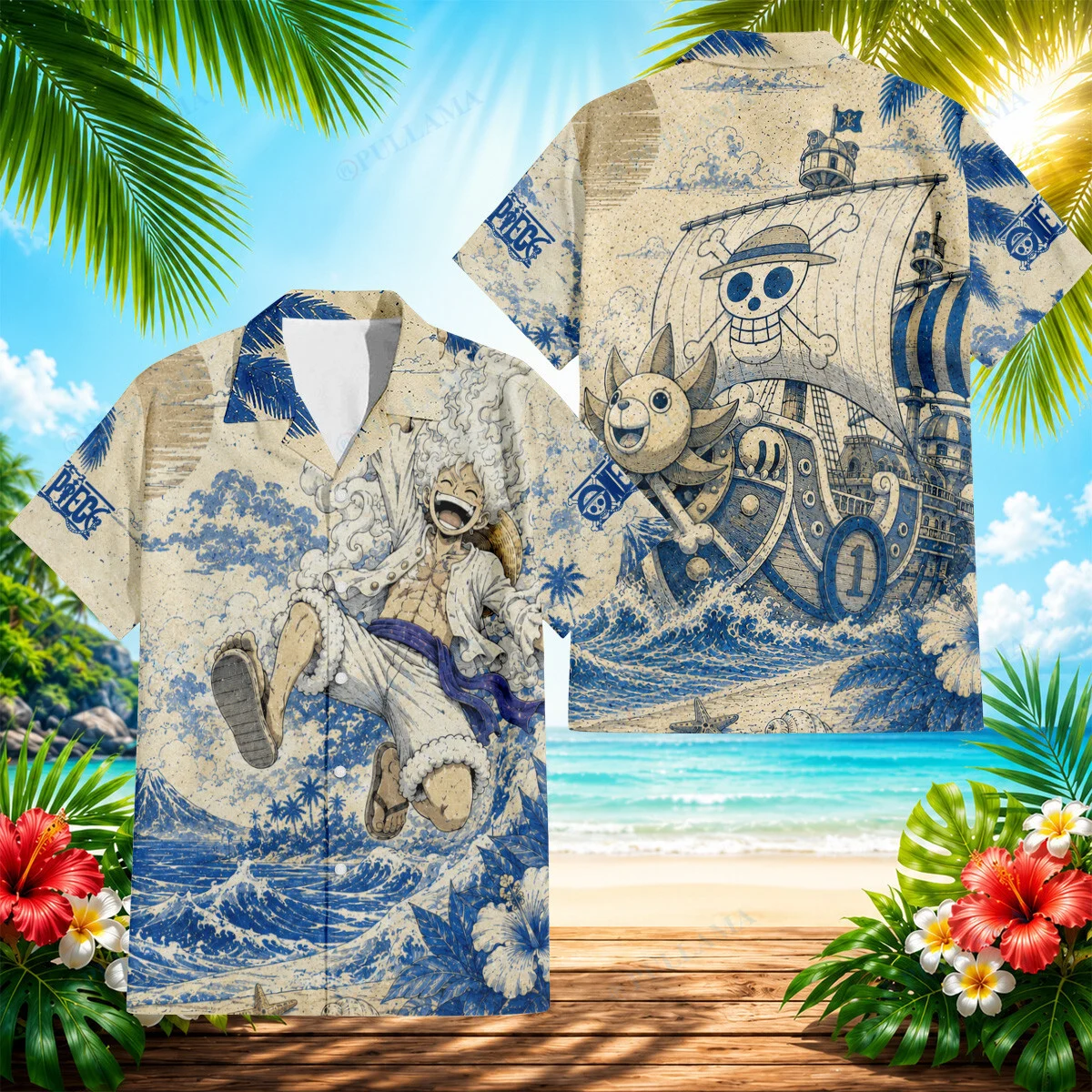 Blue Sea Adventure - Anime Pirate Hawaiian Shirt