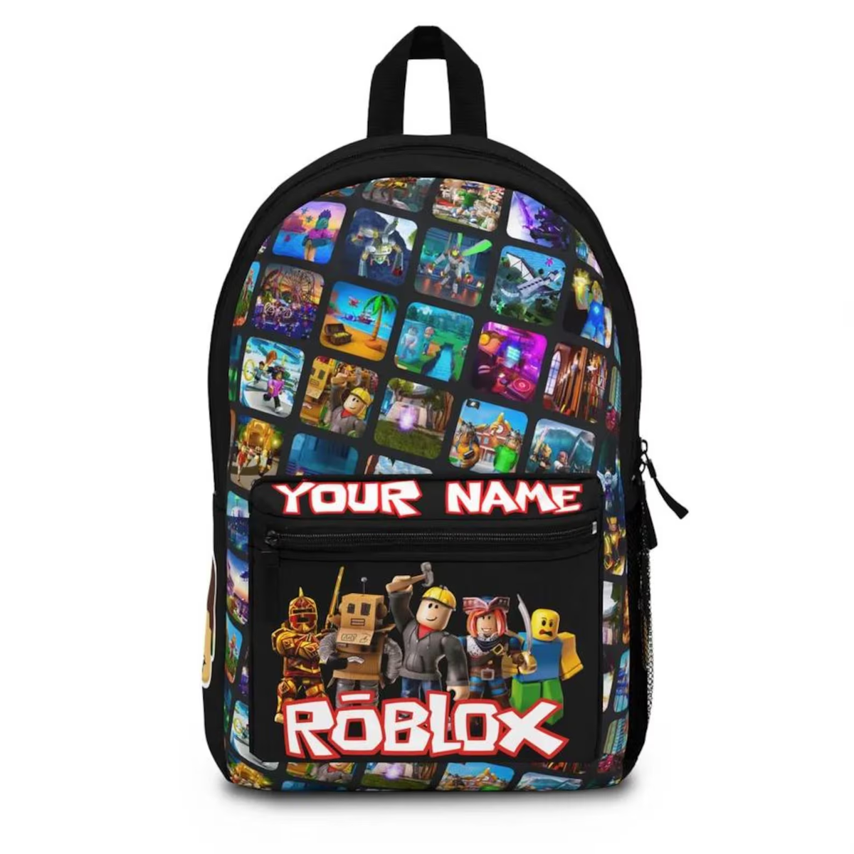 Block Game Backpack with Custom Name – Kids School Bag, Gamer Birthday Gift