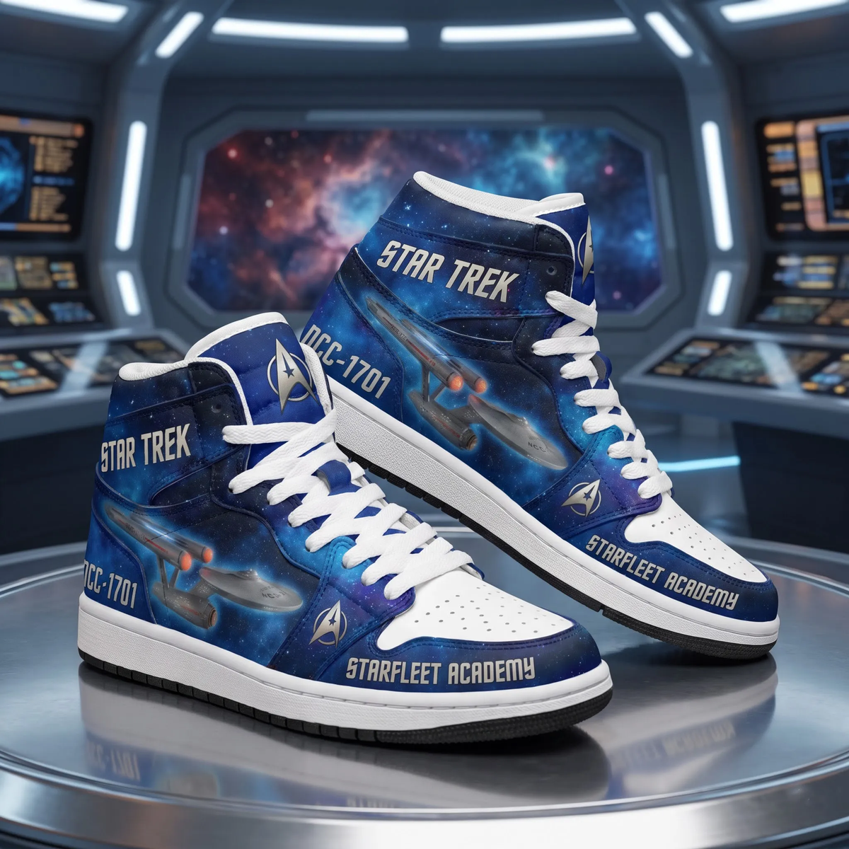 Galactic Starfleet AJ1 High Top Sneakers – Space Explorer Sci-Fi Fan Shoes