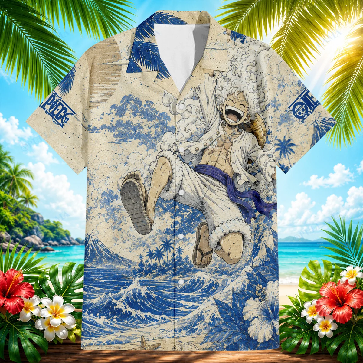 Blue Sea Adventure - Anime Pirate Hawaiian Shirt