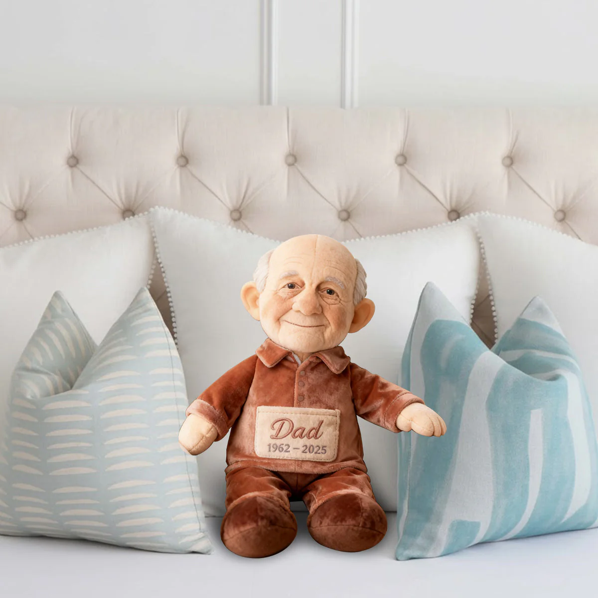 Custom From Any Photo - Personalized Memorial Father, Grandfather Shaped Pillow