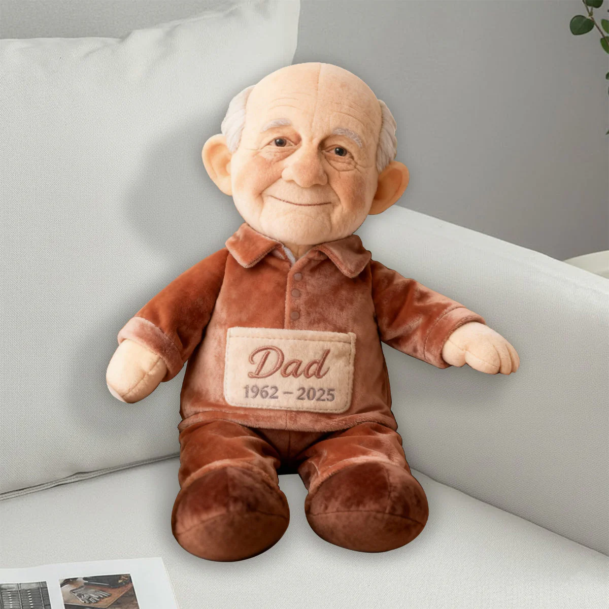 Custom From Any Photo - Personalized Memorial Father, Grandfather Shaped Pillow