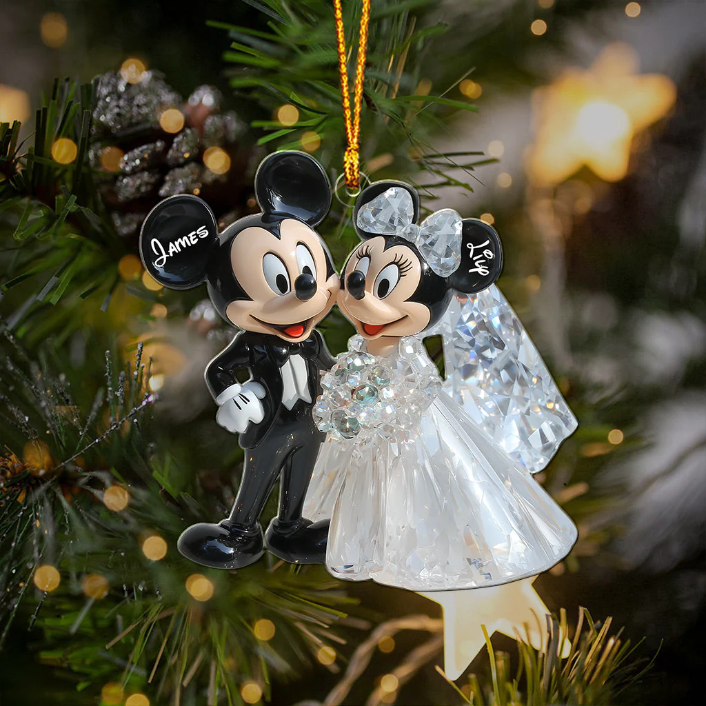 Cute Mouse Wedding Couple - Personalized Mouse Ornament