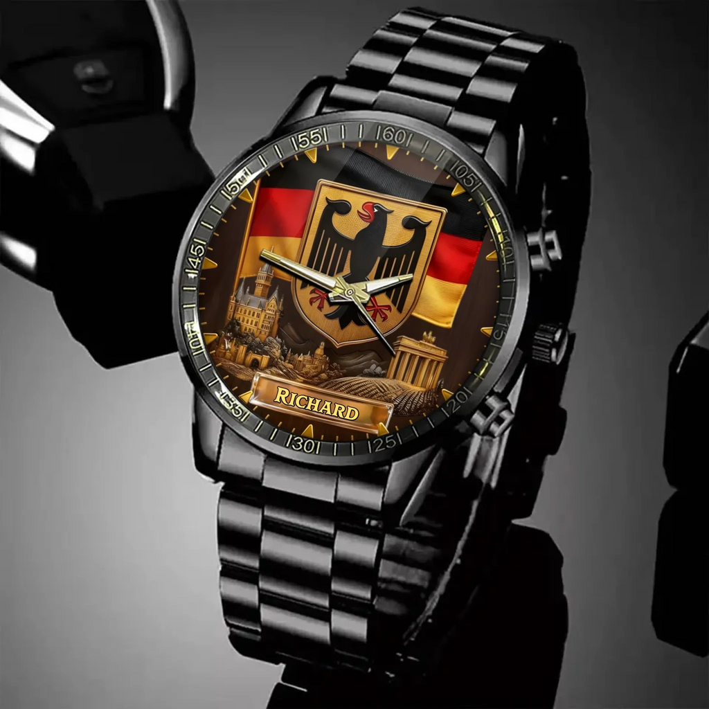 Personalized German Flag Traditional Watch - Adorned With The Federal Eagle