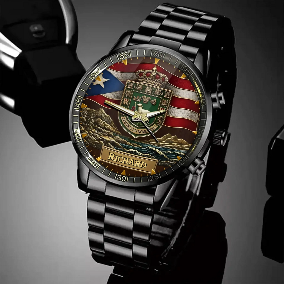 Personalized Puerto Rican - Customizable Engravings, Adorned With Heraldic And Flag Designs