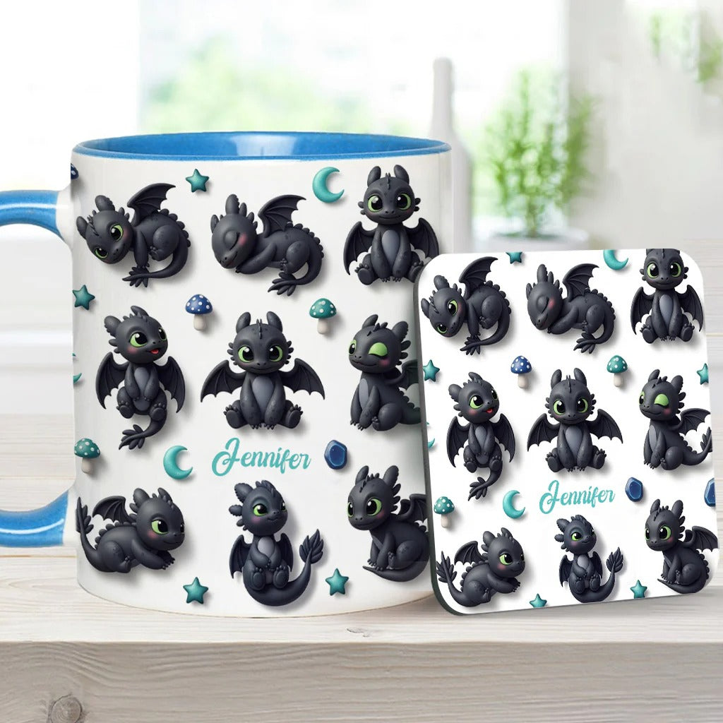 Adorable Dragon - Personalized Dragon Accent Mug
