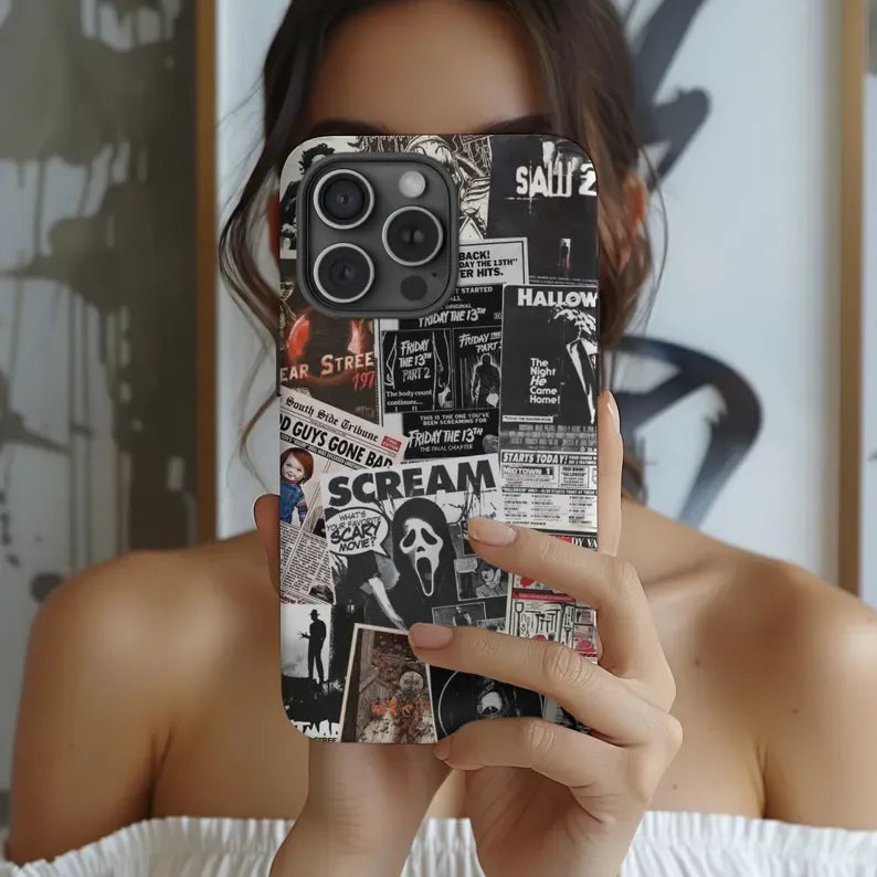 Retro Horror Characters Phone Case - Halloween Gift For Horror Movie Fans