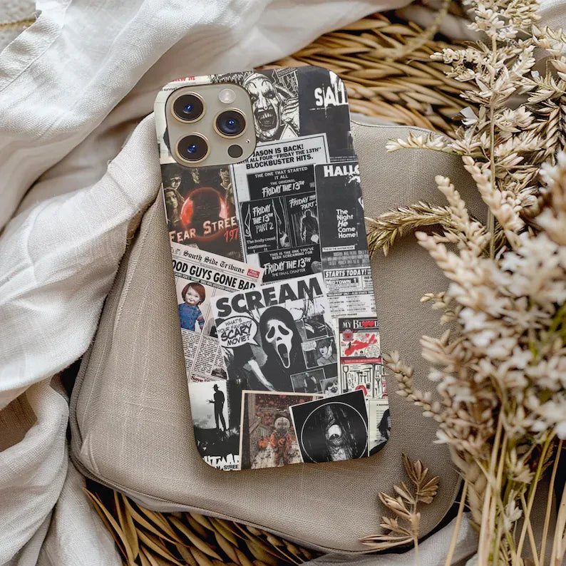 Retro Horror Characters Phone Case - Halloween Gift For Horror Movie Fans