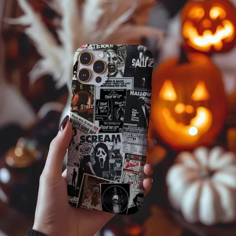 Retro Horror Characters Phone Case - Halloween Gift For Horror Movie Fans