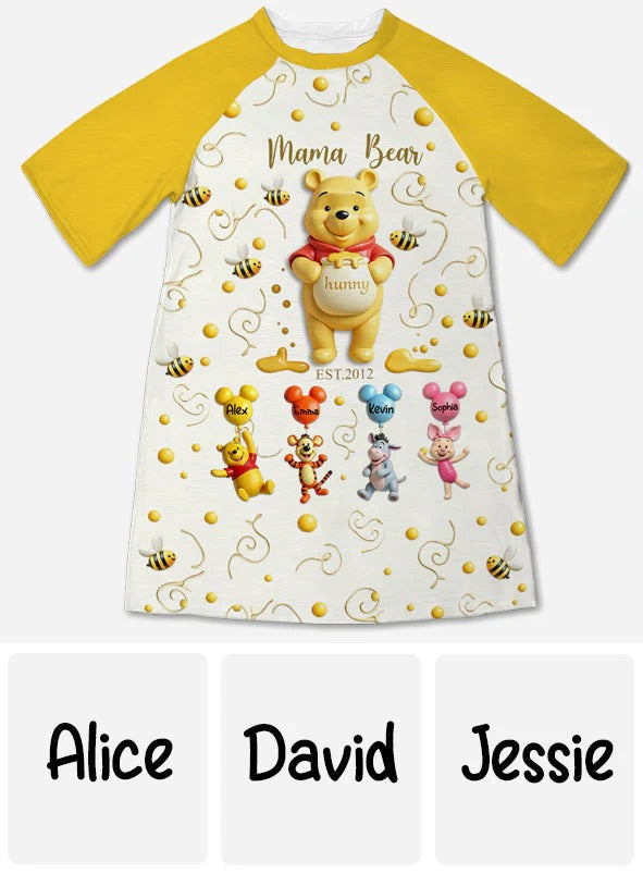 Mama Bear - Personalized Mouse Sleep T-shirt Dress