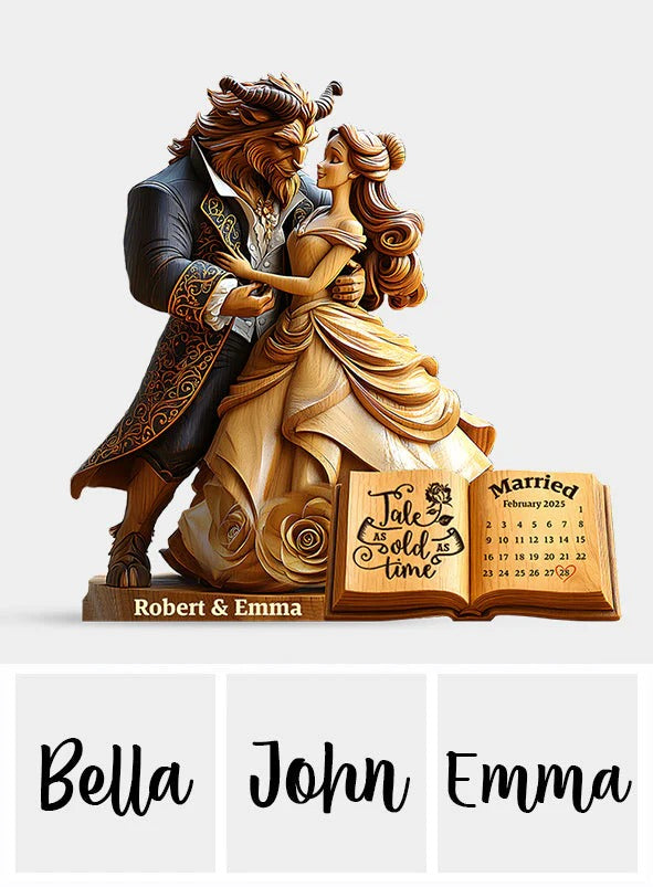 Tale As Old As Time 3 - Personalized Couple Custom Shaped Acrylic Plaque
