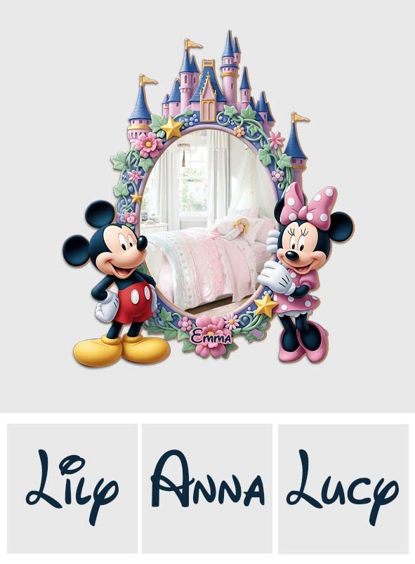 Cute Cartoon Duo - Personalized Mouse Wall Hanging Mirror