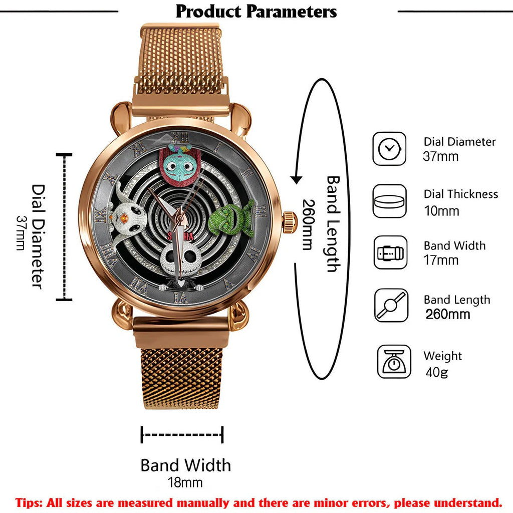 Gothic Holiday Spiral - Personalized Nightmare Women Hand Watch