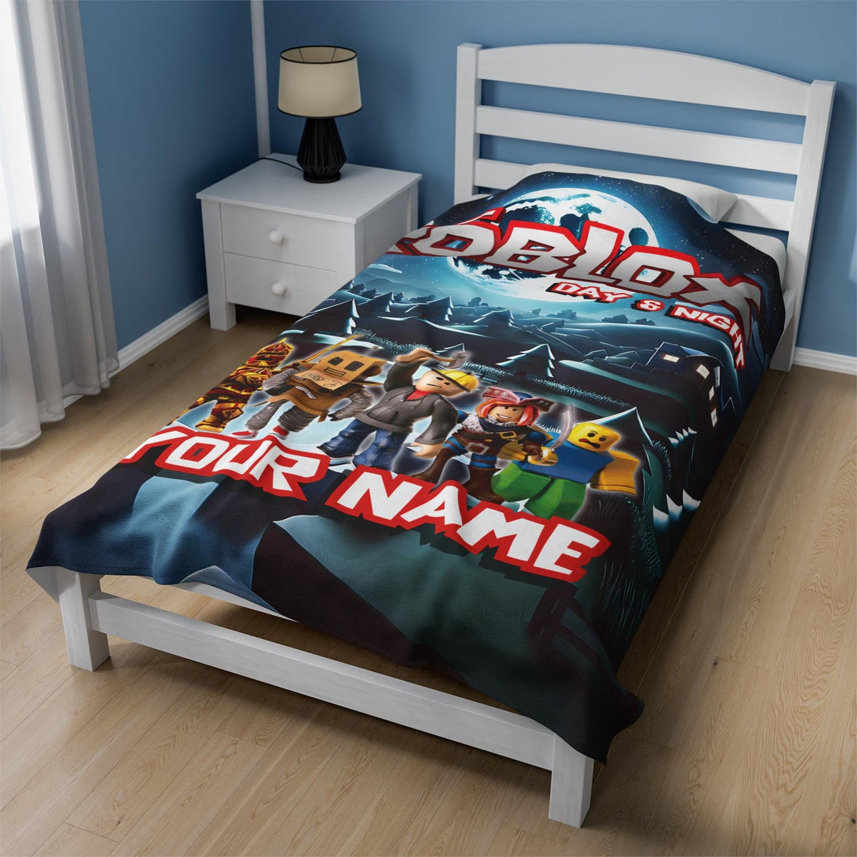 Day & Night Adventure – Personalized Gamer Custom Name Blanket