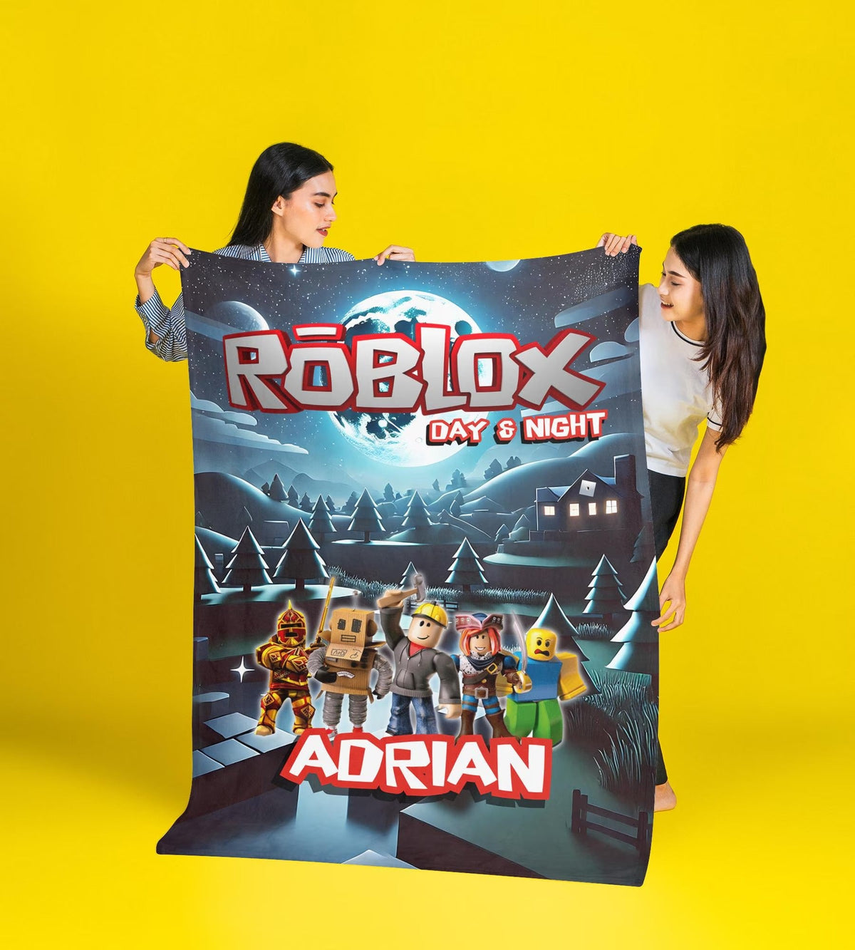 Day & Night Adventure – Personalized Gamer Custom Name Blanket