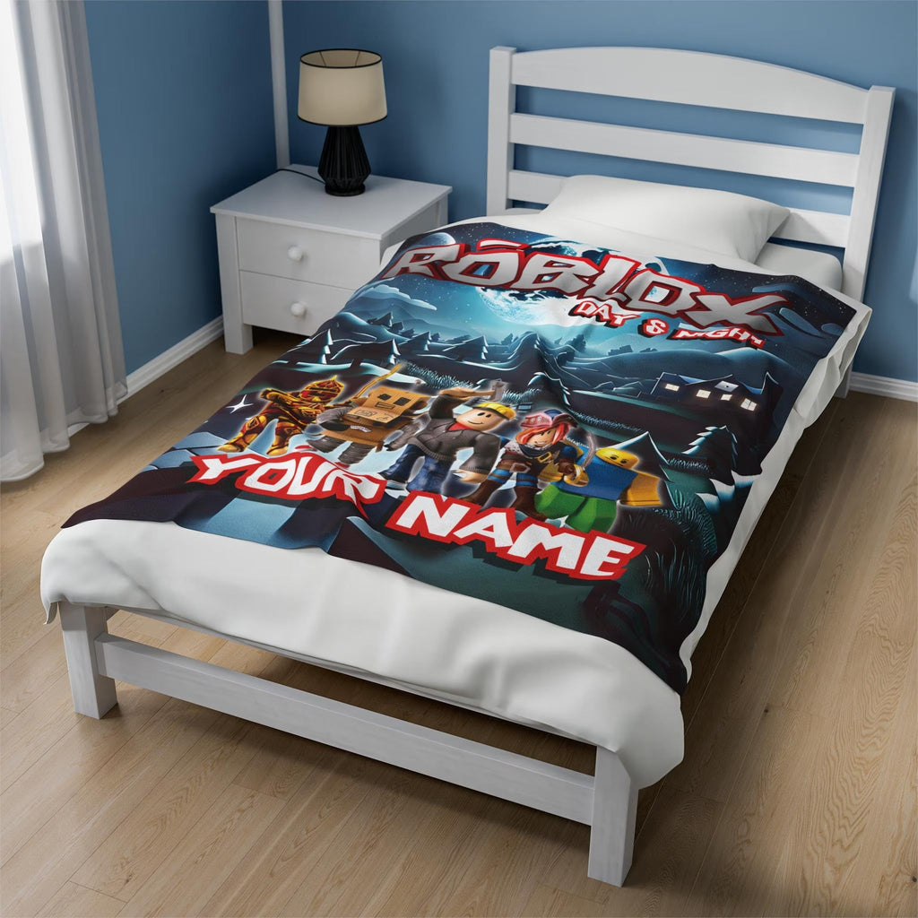 Day & Night Adventure – Personalized Gamer Custom Name Blanket