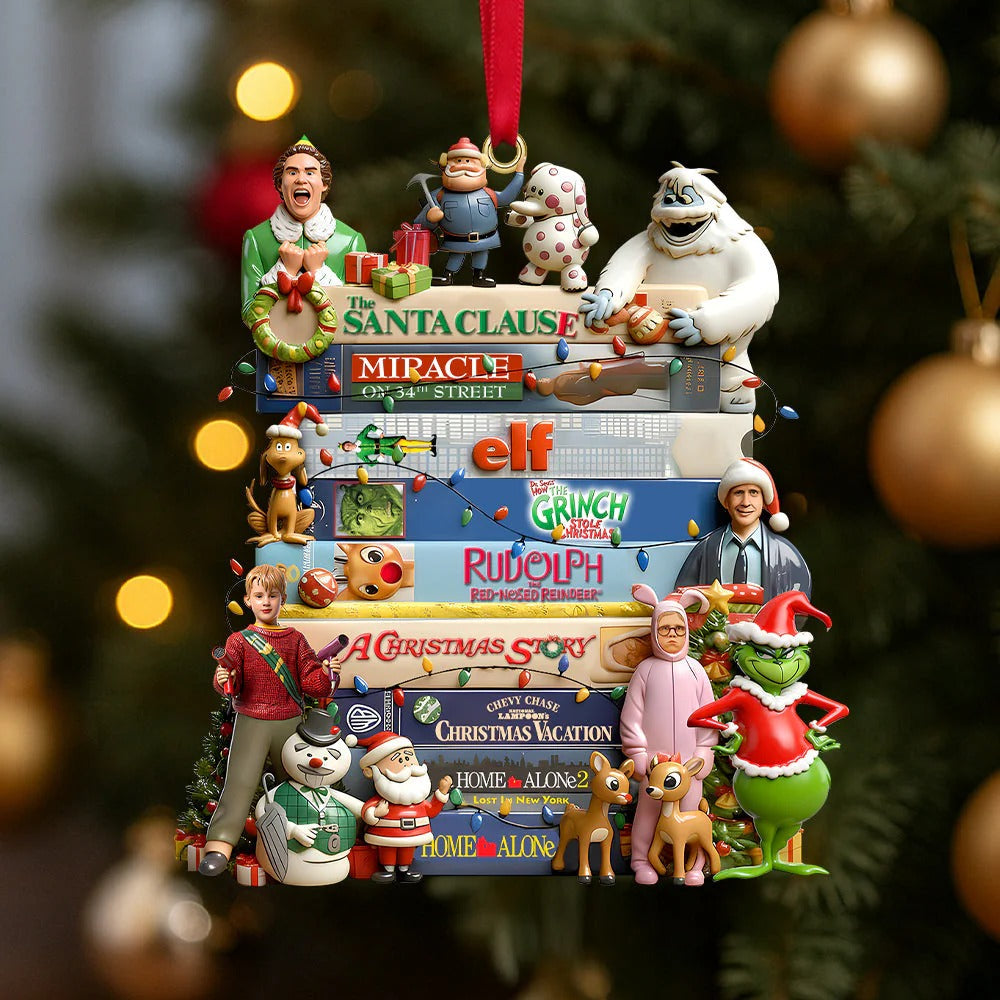 Classic Christmas Films Collection Stack Ornament, Personalized Christmas Gifts