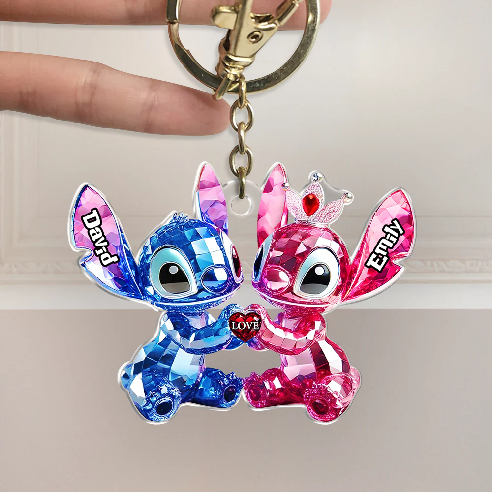 Blue Monster Couple Acrylic Keychain - Personalized Gifts For Couples